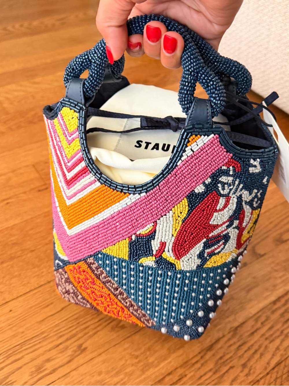 STAUD Beaded Cote Patchwork Foulard Bag - Picture 4 of 8